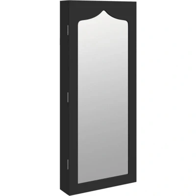 Image of vidaXL Mirror Jewellery Cabinet Wall Mounted Black 37.5x10x90 cm