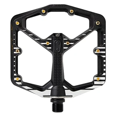 Image of Crankbrothers Stamp 7 Large Mountain Bike Pedals Fabio Wibmer Signature Edition Black &amp; White MTB Enduro Trail BMX Optimized Platform Flat Pair of (Adjustable pins Included)