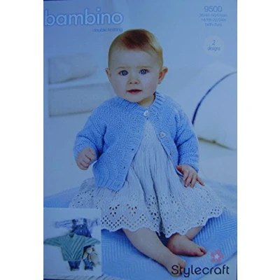 Image of CRAFTROOM Knitting 2 Designs Pattern for Baby Sweater &amp; Cardigan in DK sizes 14 24&quot; Chest Stylecraft 9500