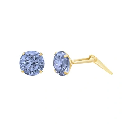 Image of 9ct yellow gold 3.5mm round tanzanite crystal Andralok stud earrings/Gift box