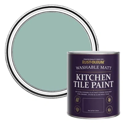 Image of Rust Oleum Blue water resistant Kitchen Tile Paint in Matt Finish Coastal 750ml