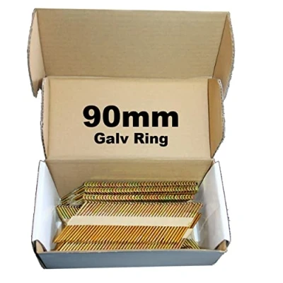 Image of 1000 x 90mm Galvanised Ring Framing Nails,Clipped D Head, for DEWALT 18v Cordless DCN692