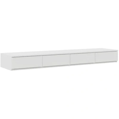 Image of vidaXL White MDF Bedside Table Sleek Minimalist Nightstand for Bedroom with Storage 140 x 36.5 16.5 cm Stylish Accent