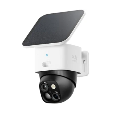 Image of eufy Security SoloCam S340 Dual Cameras Solar Camera Outdoor Wireless, 3K Home Camera, 360 Surveillance, No Blind Spots, 2.4 GHz Wi Fi, HomeBase S380 Compatible, Monthly Fee