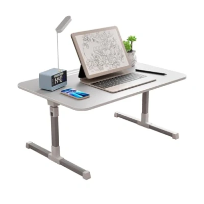 Image of cadciehe Foldable Laptop Bed Tray Table, Adjustable Stand, Lap Desk with LED Light, Portable Standing Table Legs, USB Charging, Folding Tablet for Sofa Couch Grey