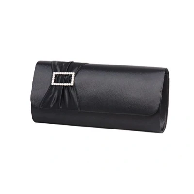 Image of Ladies Ivory clutch bag with a diamante trim and pleated horizontal band