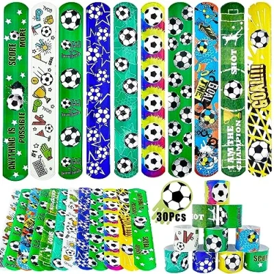Image of Acuiwer Slap Bracelet 30 PCS Football Wrist Bands Bulk for Kids Party Bag Fillers Supplies Flavors Gift Girls Boys Birthday Christmas (Football 6)