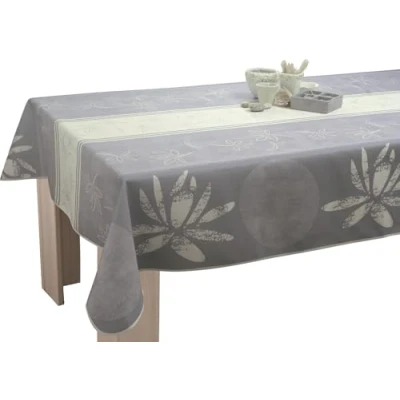 Image of Le linge de Jules Anti Stain Tablecloth Lotus blanc size : Rectangular 59x118 inches
