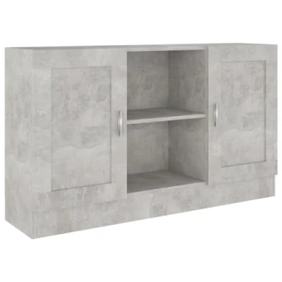 Image of vidaXL Concrete Grey Sideboard Engineered Wood Construction with Two Compartments and Doors for Ample Storage Suited Living Room, Bedroom, Office