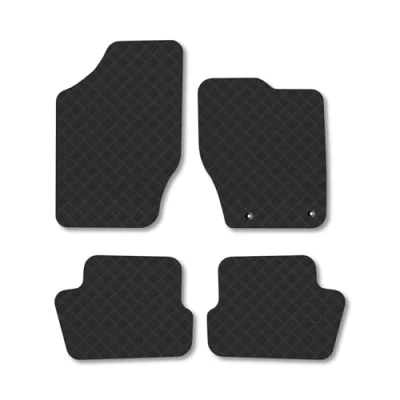 Image of Rubber Car Mats Compatible with Citroen C4 (2004 2010) Tailored Fit Floor Set Accessory Black Custom 4 Pieces Clips Anti Slip Backing, Heavy Duty &amp; Waterproof