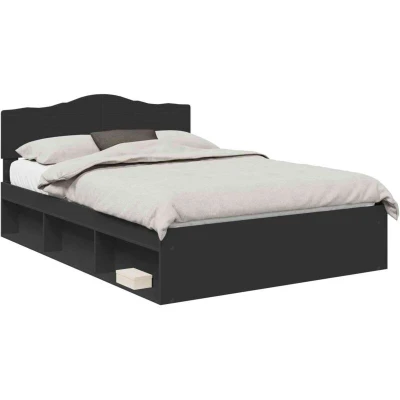 Image of vidaXL Bed Frame with Headboard Black 140 x 200 cm Solid Pine Wood