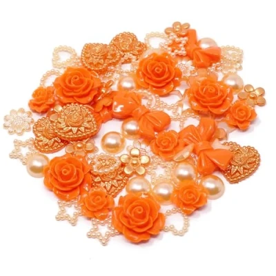 Image of Special Touches 80 Mix Orange Shabby Chic Resin Flatbacks Vibrant Embellishments for Creative Cardmaking and Scrapbooking Projects