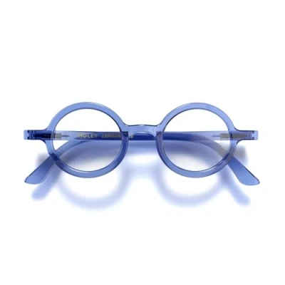 Image of LONDON MOLE Eyewear Moley Reading Glasses Round Cool Readers Stylish Men&#039;s Women&#039;s Unisex Spring Hinges Transparent Blue + 1.5 magnification