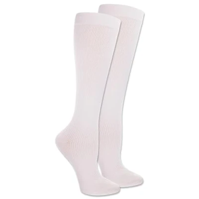 Image of Dr. Scholl&#039;s Women&#039;s Travel Knee High Socks with Graduated Compression, White (2 Pack), Shoe Size: 4 10