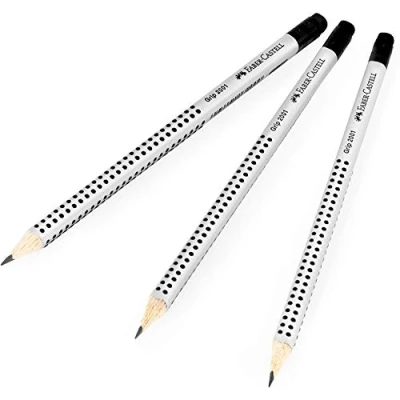 Image of Faber Castell Grip 2001 Triangular Eraser Tipped Graphite Pencils B Pack of 3