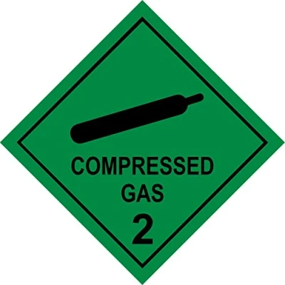Image of Dangerous substance labels Compressed gas safety sign Self adhesive sticker 300mm x