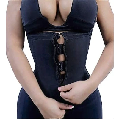 Image of YIANNA Zip Waist Trainer for Women Latex Cincher Corset Tummy Control Body Shaper Training Workout Girdle Shapewear Black 2219 S