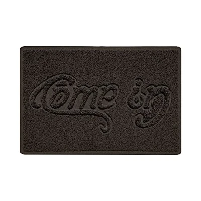 Image of Nicoman COME IN Embossed Shape Door Mat Dirt Trapper Jet Washable Doormat (Use Outdoor ONLY) (60x40cm/23.6x15.7inches, Small) Brown