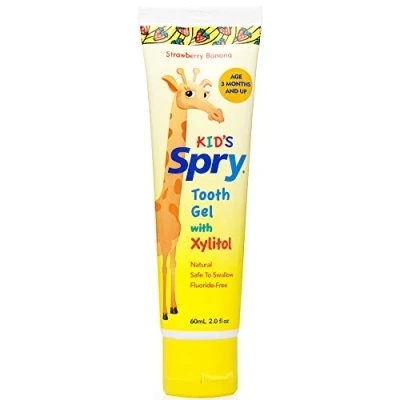Image of Spry Kid&#039;s Xylitol Tooth Gel, Natural Strawberry Banana, 2 fl oz