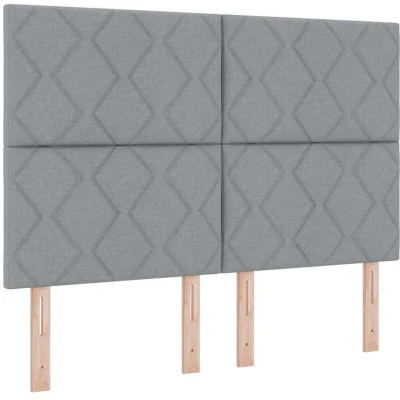 Image of vidaXL Headboard Diamond Blocks Design Light Grey 140 cm Fabric