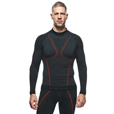 Image of Dainese Men&#039;s Thermo LS Base Layer Top, Black/Red, M