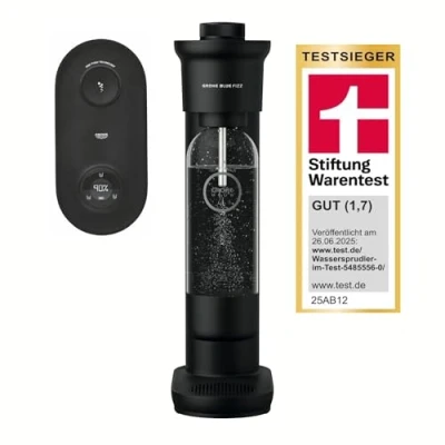 Image of GROHE Blue Fizz Advanced Water Carbonator (CO₂ Level Display, 3 Adjustable CO2 Levels Preset, BPA Free Bottle 850ml, Built In Rechargeable Battery with USB C Charging Cable), Black, 31947K00