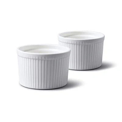 Image of WM Bartleet &amp; Sons 1750 TSET37 Set of 2 Traditional Porcelain Deep Ramekins 10cm Diameter White