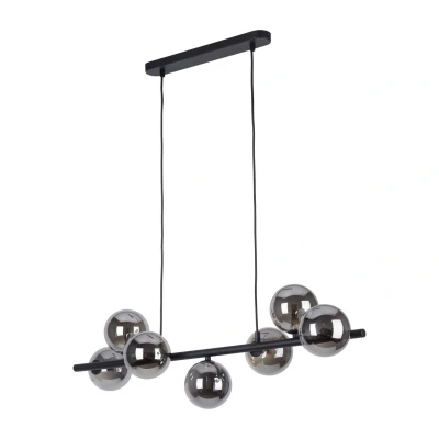 Image of Estera Bar Pendant Ceiling Light Black, Graphite Glass 7xG9