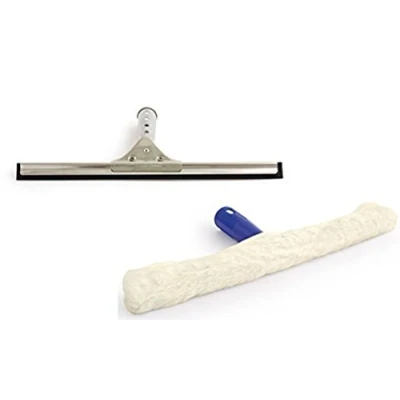 Image of EQUIP247UK Professional Window Cleaning Equipment Glass Rubber Stainless Steel 12&quot; Squeegee Blade and 10&quot; Applicator Cleaner