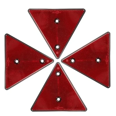 Image of Woola 4 pcs Trailer Red Triangle Reflectors, Rear Reflectors for Gate Posts Screw Fixing, Warning Reflective Posts, RV Truck Tractor Caravan