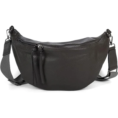 Image of styleBREAKER Women&#039;s Half Moon Crossbody shoulder Bag, detachable adjustable strap, Solid colored handbag 02012386, Colour:Dark Grey