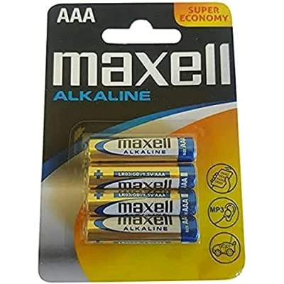 Image of Maxell 723671.60.CN Alkaline Battery, Micro AAA, Blister Pack of 4