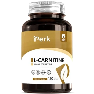 Image of iperk L Carnitine 1000mg per Servings 120 Vegan Capsules High Strength Non GMO, Gluten Free Supplement 2 Months Supply