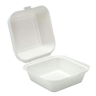 Image of Dispo Bagasse Burger Box 5.7inch / 14.5cm Sleeve of 125 Sugarcane Takeaway