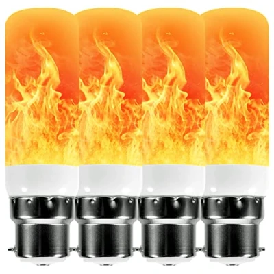 Image of Qelus Flame Light Bulb,LED Effect Bulbs,5W B22 Flickering Bulb with 3 Modes Retro Indoor Outdoor Decorationrative Lights for Home Party Decoration (4 Pcs)