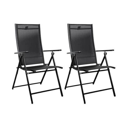 Image of Samuel ALEXANDER Multi Position High Backed Folding Garden Chairs,Adjustable Reclining Garden/Outdoor Chairs,Black (Pack of 2)