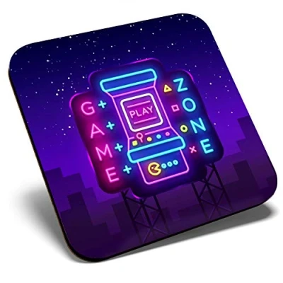 Image of Great Single Coaster Square Game Zone Gaming Room Gamer Glossy Quality Coasters Tabletop Protection for Any Table Type #45126