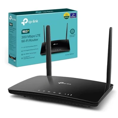 Image of TP Link AC1200 Mbps 4G+ Cat6 Wireless Dual Band Gigabit Router, 4G Network Nano SIM Slot Unlocked, with MU MIMO technology, No Configuration required, UK Plug (Archer MR500), packaging may vary