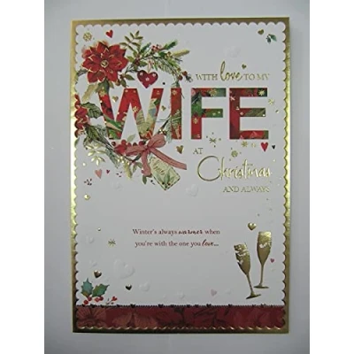 Image of Words and Wishes BEAUTIFUL COLOURFUL WITH LOVE TO MY WIFE CHRISTMAS GREETING CARD