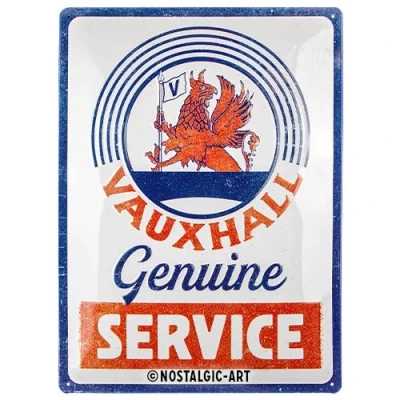 Image of Nostalgic Art Retro tin sign, 30 x 40 cm, Vauxhall Genuine Service Gift idea for fans, made of metal, vintage design