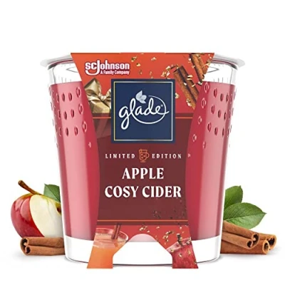 Image of Glade Jar Candle, Scented Christmas Candle Infused with Essential Oils, 30 Hour Burn Time, Apple Cosy Cider, Pack of 6 (6 x 129 g), Packaging May Vary