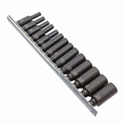 Image of US PRO INDUSTRIAL 14pc 1/4&quot; DR 6pt Deep Impact Sockets 4 15mm On Storage Rail 3479