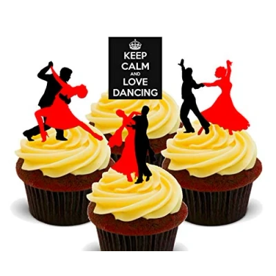 Image of Made4You Keep Calm and Love Dancing Silhouettes, Edible Cupcake Toppers Stand up Wafer Cake Decorations (Pack of 24)