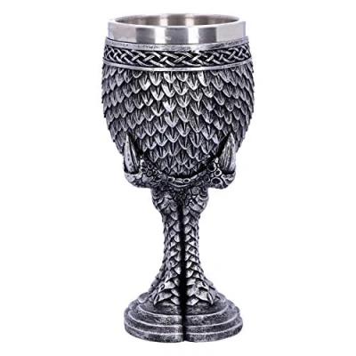 Image of Nemesis Now U4708P9 Grey Scale Dragon Claw Goblet 16.7cm, Resin w. Stainless Steel