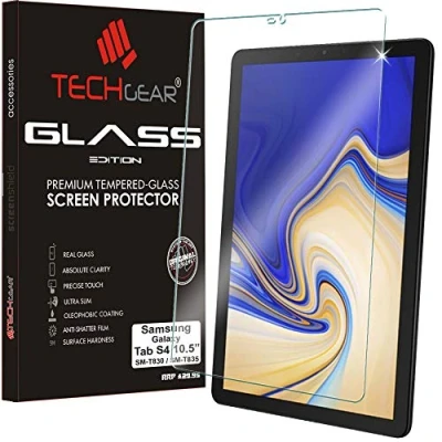 Image of TECHGEAR Glass Edition fits Samsung Galaxy Tab S4 10.5 Inch (SM T830 / SM T835) Genuine Tempered Screen Protector Guard Cover
