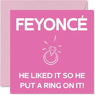 Image of Funny Engagement Cards for Couples Feyonce Put A Ring On It Congratulations Happy Gifts, Joke Congrats Card, 145mm x Banter Wedding Marriage Greeting Fiance Fiancee