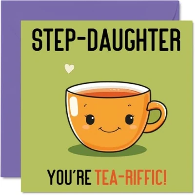 Image of Birthday Cards for Step Daughter Tea riffic Funny Happy Card from Mum Dad, Gifts, 145mm x Joke Greeting Women Her