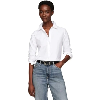 Image of Tommy Hilfiger Women’s Oxford Cotton Regular Shirt, White (Th Optic White), 16