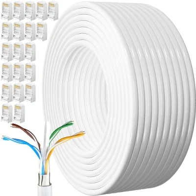 Image of Ethernet Cable 100m, Cat 6 External Bulk Internet 100 Meters FTP 23AWG Lan Extra Long High Speed Network Shielded Anti Jamming Weatherproof Rj45 Patch 328ft