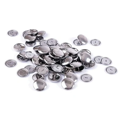 Image of Hemline Self Cover Buttons Shells Trims Metal Top 29mm No Sewing Or Tool Required Pack of 25